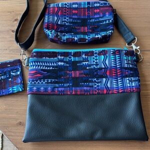NEW Crossbody Bag with Black Vegan Leather LuLaRoe Leggings material Aztec